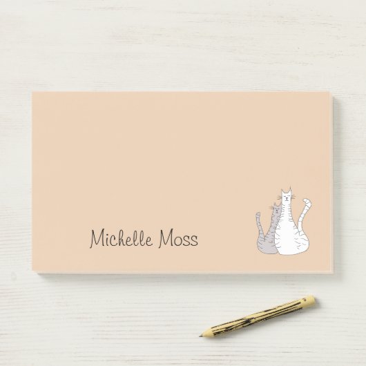 Post-it® Monogramme Gris et blanc Tabby Kitty Cats (Sur un bureau)