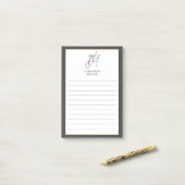 Post-it® Monogramme gris minimaliste moderne (Sur un bureau)