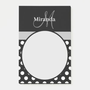 Post-it® Monogramme gris noir blanc Polka point