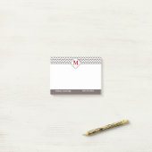 Post-it® Monogramme gris personnalisé (Sur un bureau)