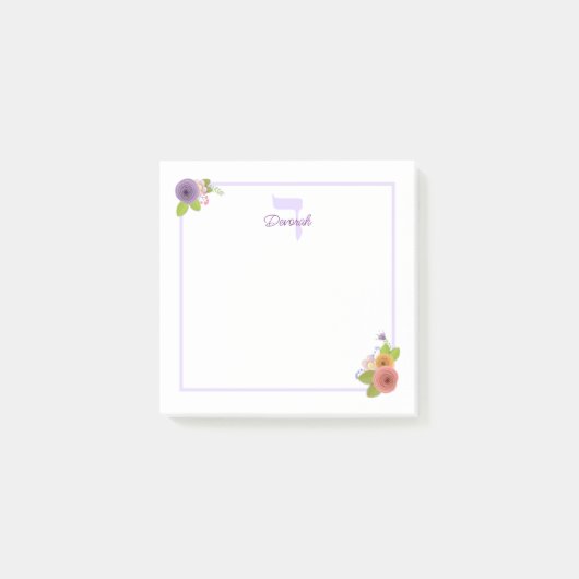 Post-it® Monogramme hébraïque DALED Floral personnalisé (Devant)