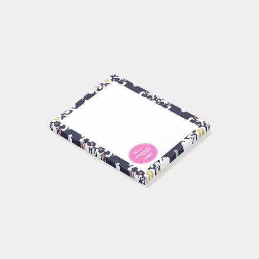Post-it® Monogramme Ikat et rose (Incliné)