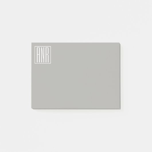 Post-it® Monogramme initial | Blanc sur gris clair (Devant)