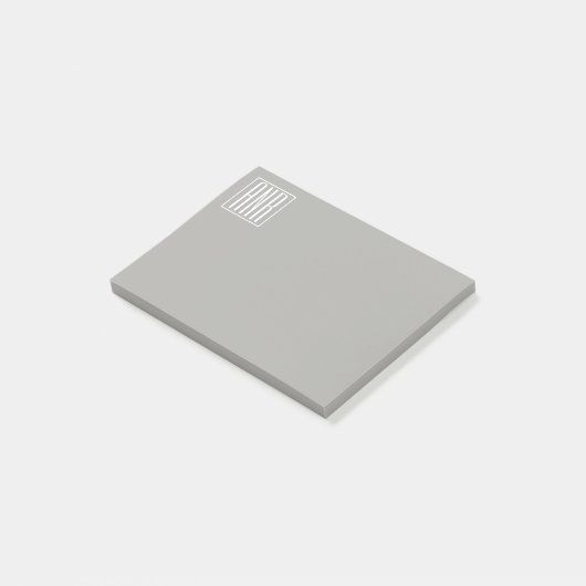 Post-it® Monogramme initial | Blanc sur gris clair (Incliné)