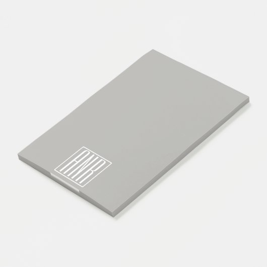 Post-it® Monogramme initial | Blanc sur gris clair (Incliné)