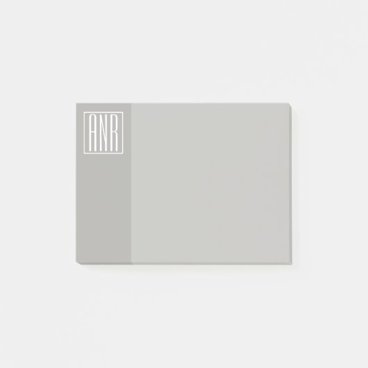 Post-it® Monogramme initial | Blanc sur gris clair (Devant)