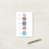 Post-it® Monogramme initial de cercle de la couleur 3 faits (Sur un bureau)