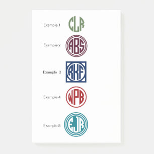 Post-it® Monogramme initial de cercle de la couleur 3 faits
