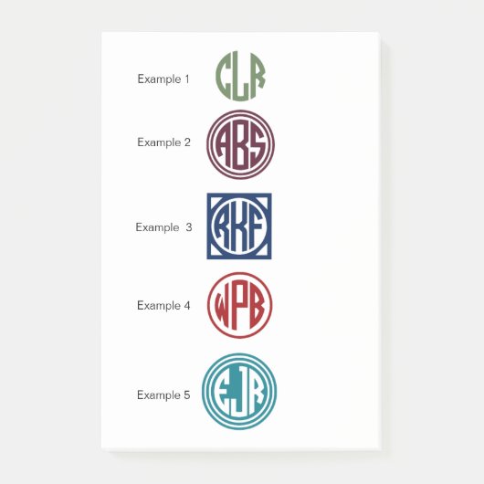 Post-it® Monogramme initial de cercle de la couleur 3 faits (Devant)