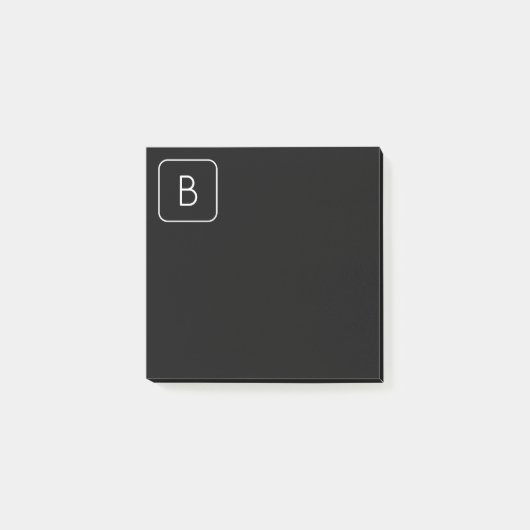 Post-it® Monogramme Initial De Style Moderne | Blanc & Noir (Devant)