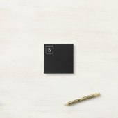 Post-it® Monogramme Initial De Style Moderne | Blanc & Noir (Sur un bureau)