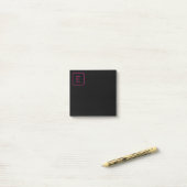 Post-it® Monogramme Initial De Style Moderne | Rose Et Noir (Sur un bureau)