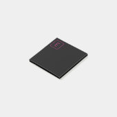 Post-it® Monogramme Initial De Style Moderne | Rose Et Noir (Incliné)