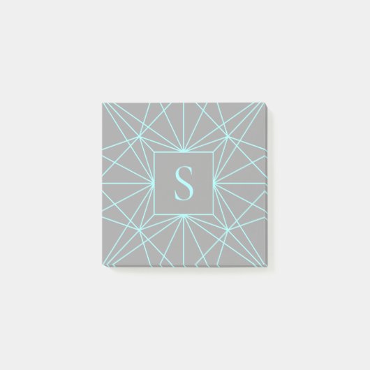Post-it® Monogramme initial | Design géométrique turquoise (Devant)