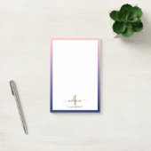 Post-it® Monogramme Initial Élégant Écriture Violet Ombré (Bureau)