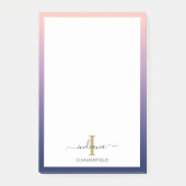 Post-it® Monogramme Initial Élégant Script Purple Ombre (Devant)