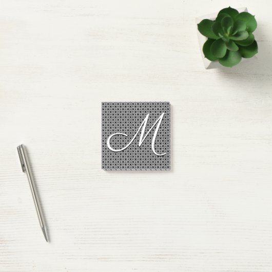 Post-it® Monogramme initial géométrique noir et blanc (Bureau)