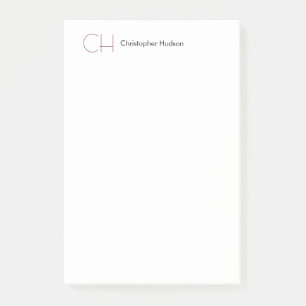 Post-it® Monogramme initial minimaliste moderne Plaque simp