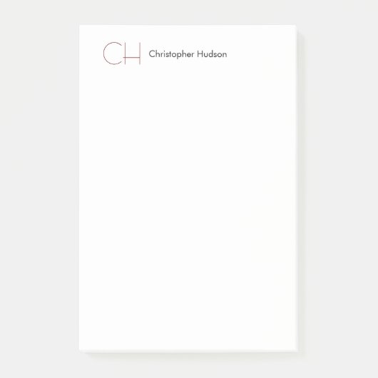 Post-it® Monogramme initial minimaliste moderne Plaque simp (Devant)