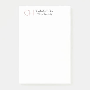 Post-it® Monogramme initial minimaliste moderne Plaque simp