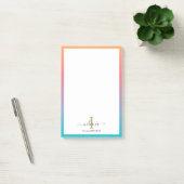Post-it® Monogramme Initial Moderne Écriture Bleu Orange Om (Bureau)