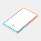Post-it® Monogramme Initial Moderne Écriture Bleu Orange Om (Incliné)