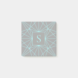 Post-it® Monogramme Initial Motif Géométrique Turquoise