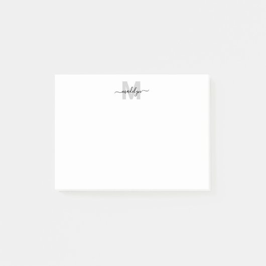 Post-it® Monogramme Initial Nom Noir Et Blanc (Devant)