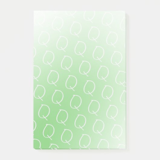 Post-it® Monogramme initial pastel vert olive dégradé chic (Devant)