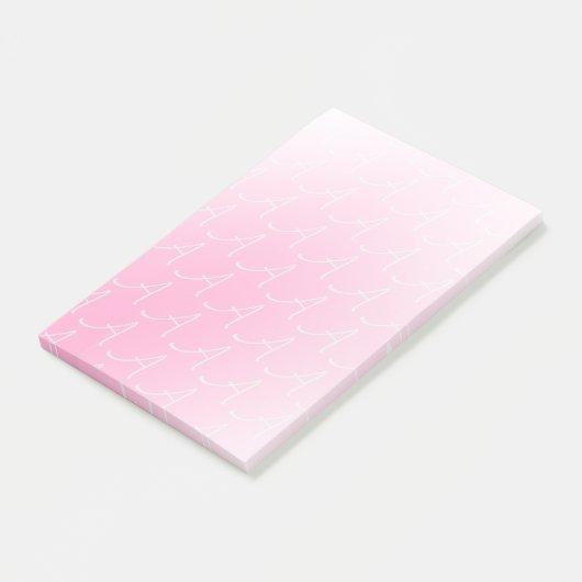 Post-it® Monogramme initial rose pastel dégradé élégant chi (Incliné)