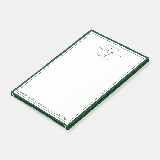 Post-it® Monogramme Initial Script Green Du Bureau De  (Incliné)