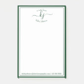 Post-it® Monogramme Initial Script Green Du Bureau De  (Devant)