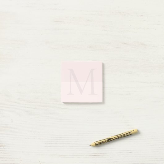 Post-it® Monogramme initiale rose clair  (Sur un bureau)