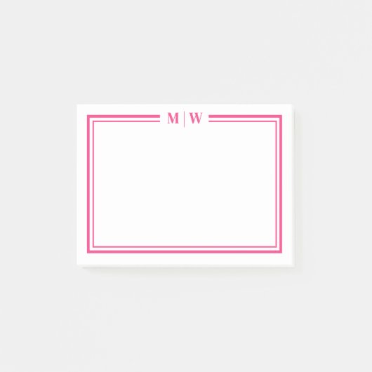 Post-it® Monogramme initiales rose chaud (Devant)
