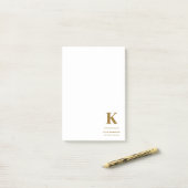 Post-it® Monogramme Luxe minimal Élégant Or (Sur un bureau)