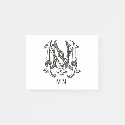Post-it® Monogramme M et N, initiale M et N, Cadeaux de cou (Devant)