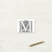 Post-it® Monogramme M, lettre M, alphabet M, noir et blanc (Sur un bureau)