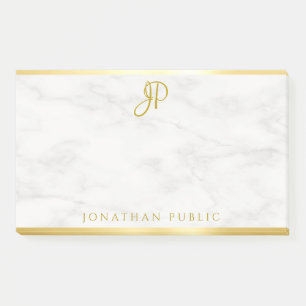 Post-it® Monogramme manuscrit personnalisé Gold Marbre bla