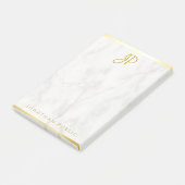 Post-it® Monogramme Marbre blanc Modèle personnalisé Or (Incliné)