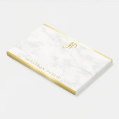 Post-it® Monogramme Marbre blanc or manuscrit personnalisé (Incliné)