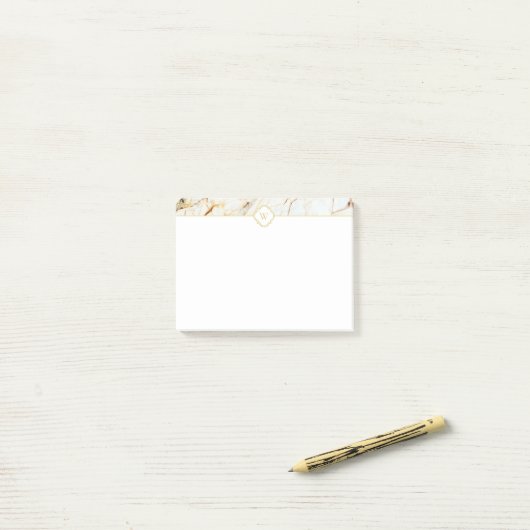 Post-it® Monogramme Marbre Elegant Blanc Gold Notes (Sur un bureau)