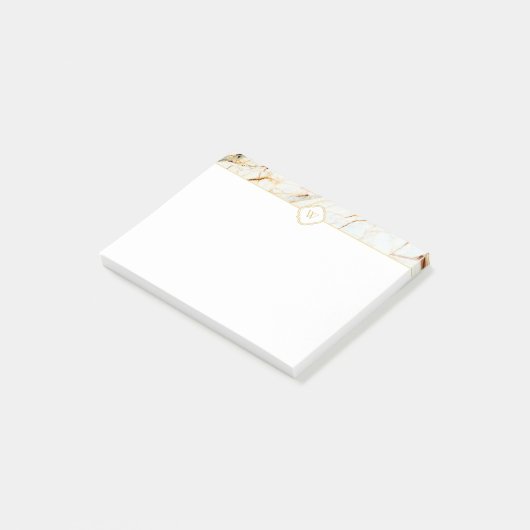 Post-it® Monogramme Marbre Elegant Blanc Gold Notes (Incliné)