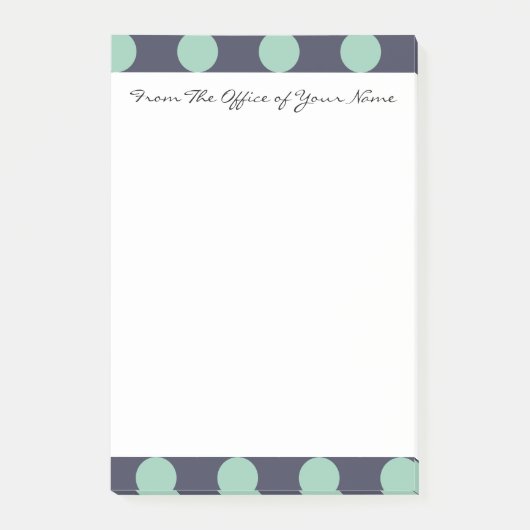 Post-it® Monogramme Marine Blue Mint Green Polka Dot Motif (Devant)
