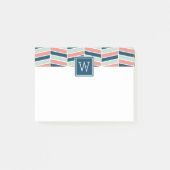 Post-it® Monogramme marine, corail et aqua (Devant)