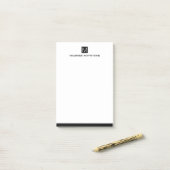 Post-it® monogramme masculin moderne nom carré noir (Sur un bureau)