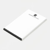 Post-it® monogramme masculin moderne nom carré noir (Incliné)