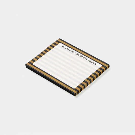 Post-it® Monogramme Matte Gold et bande noire (Incliné)