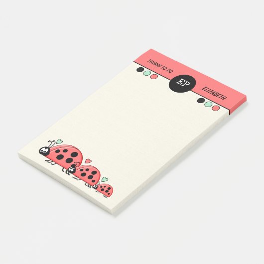 Post-it® Monogramme mignon louches avec des choses à faire (Incliné)