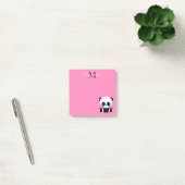 Post-it® Monogramme mignon panda assis personnalisé rose (Bureau)