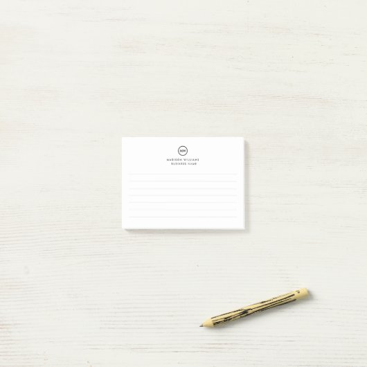 Post-it® Monogramme minimal du client (Sur un bureau)